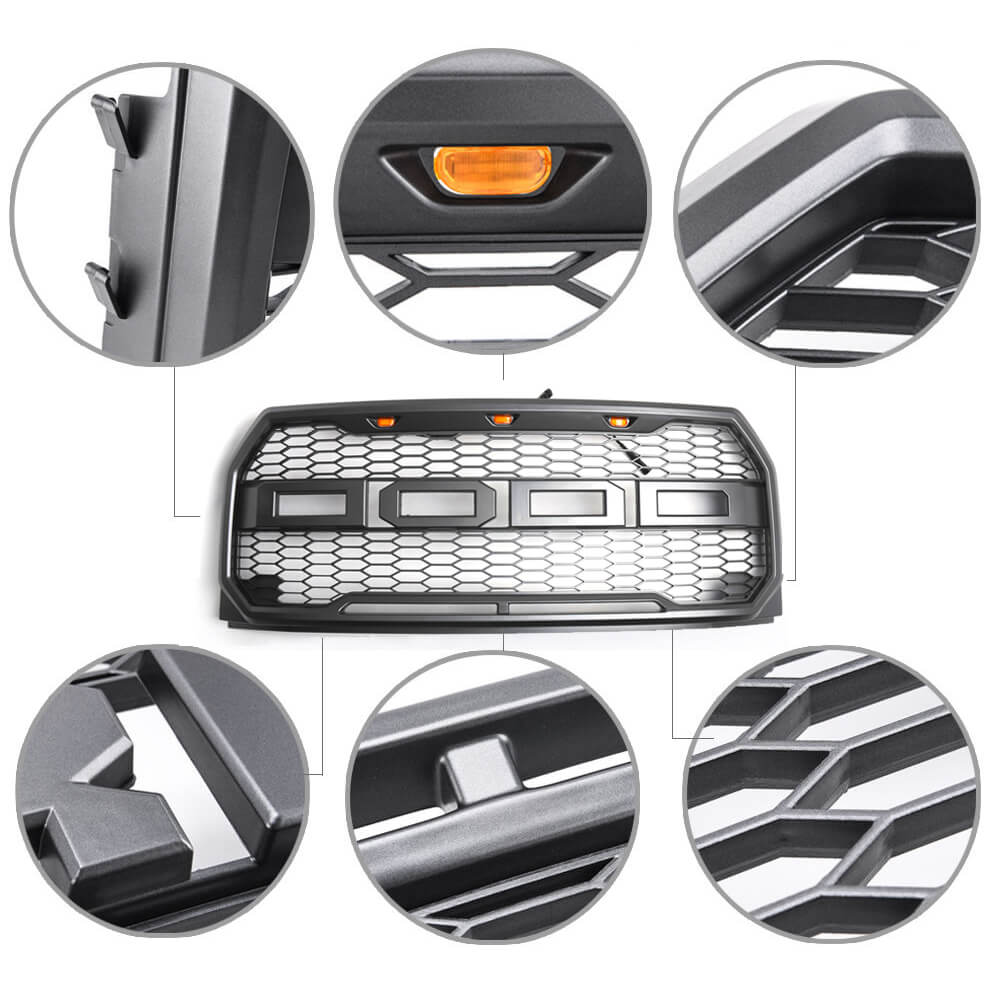 Front Bumper Hood Grille W/ LED Fit For Ford F150 2015-2017