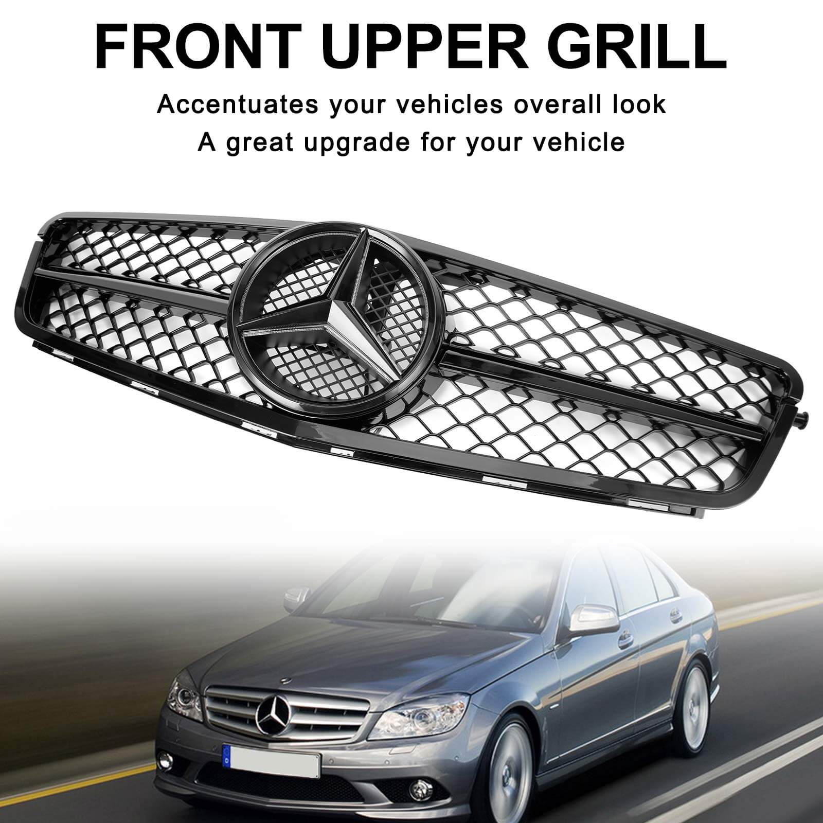 08-14 C-Class Benz W204 C300 C350 AMG Front Bumper Grille Grill w/LED