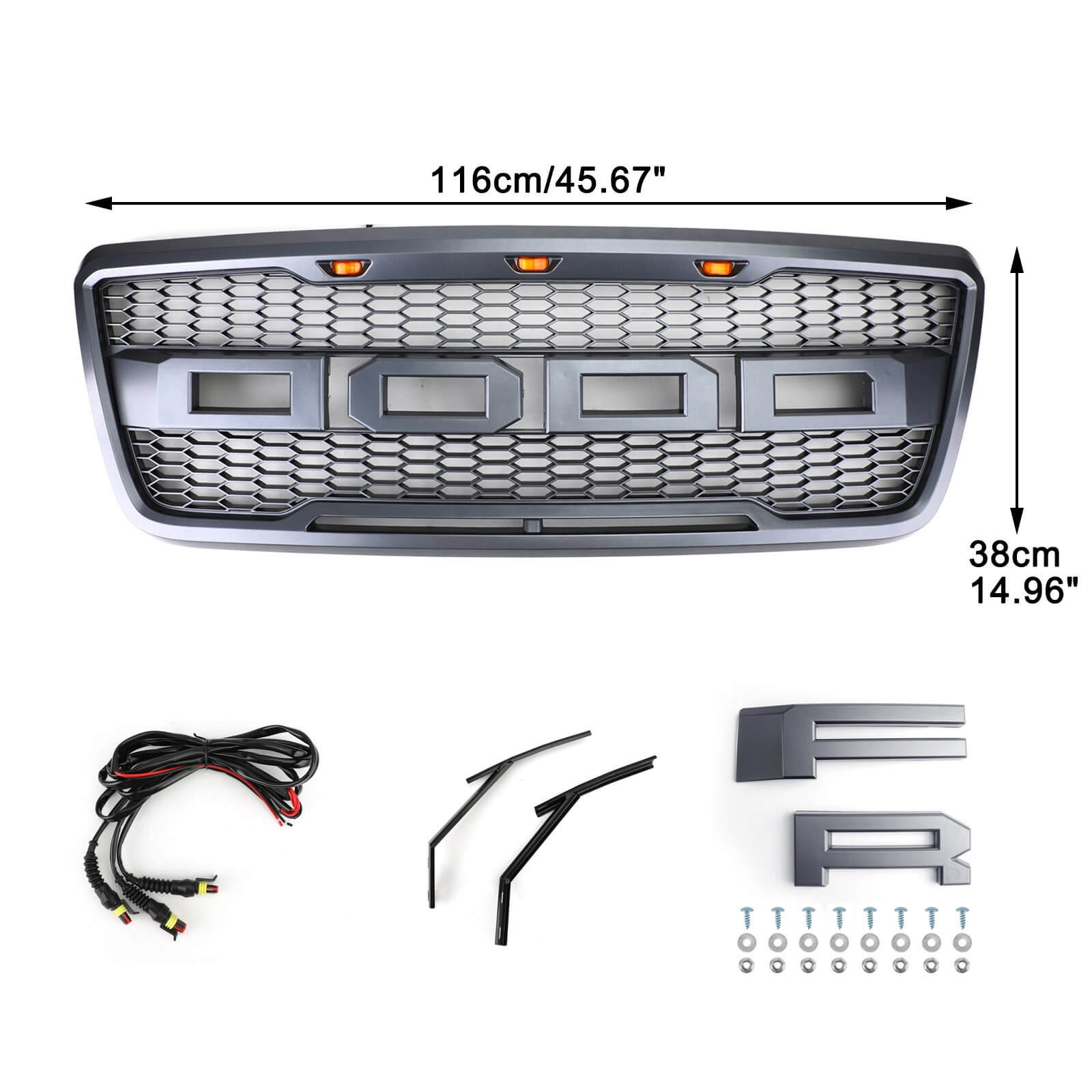 Front Mesh Hood Grille Raptor Style With LED Fit For Ford F150 2004-2008