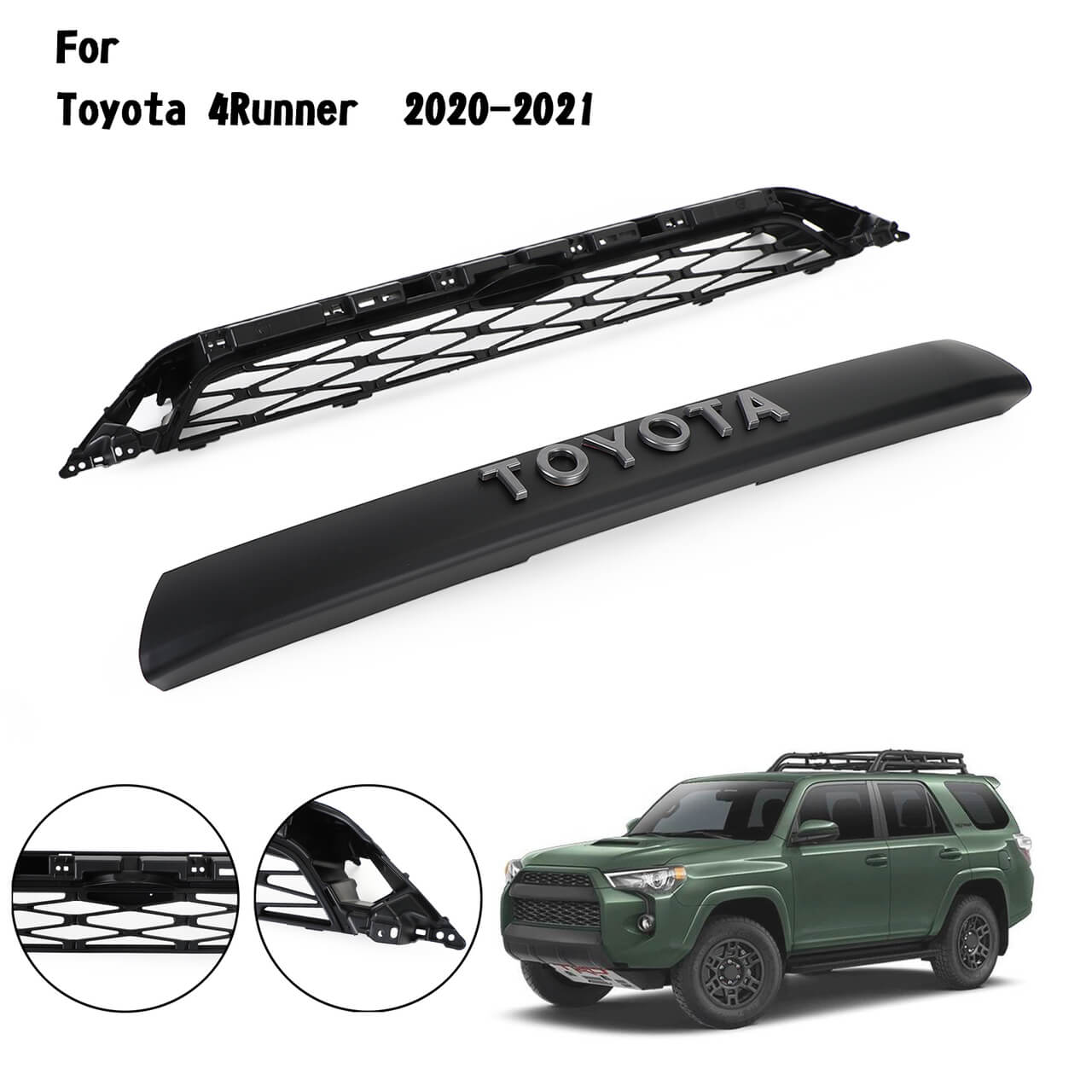 Toyota 4runner Trd Pro 21 Two Piece Front Bumper Grille Grill W Logo Pz327 Generic Mad Hornets