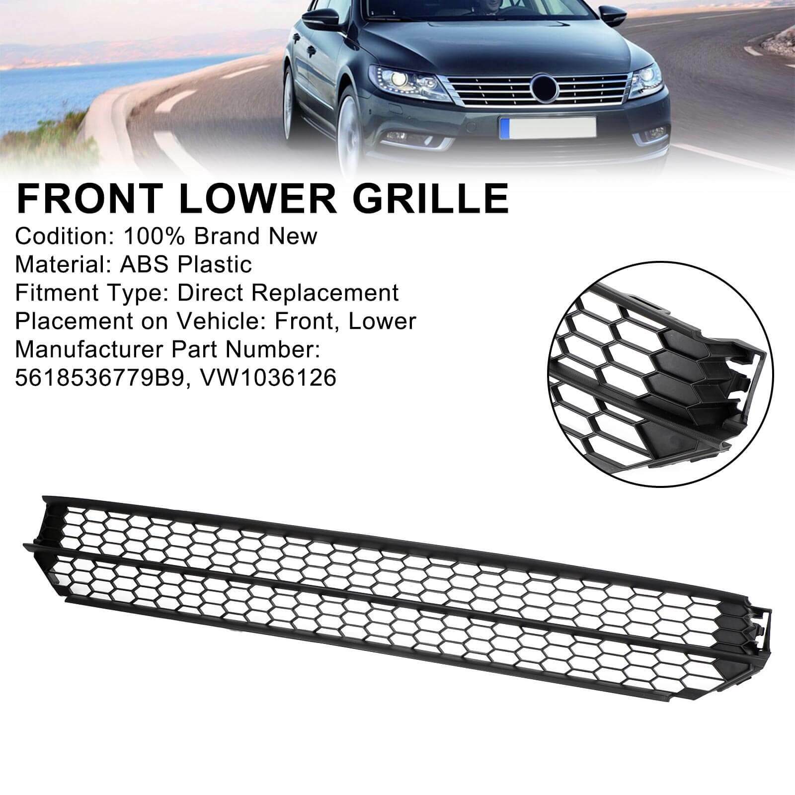 12-15 Volkswagen Passat Honeycomb Front Bumper Lower Grill Grille Black