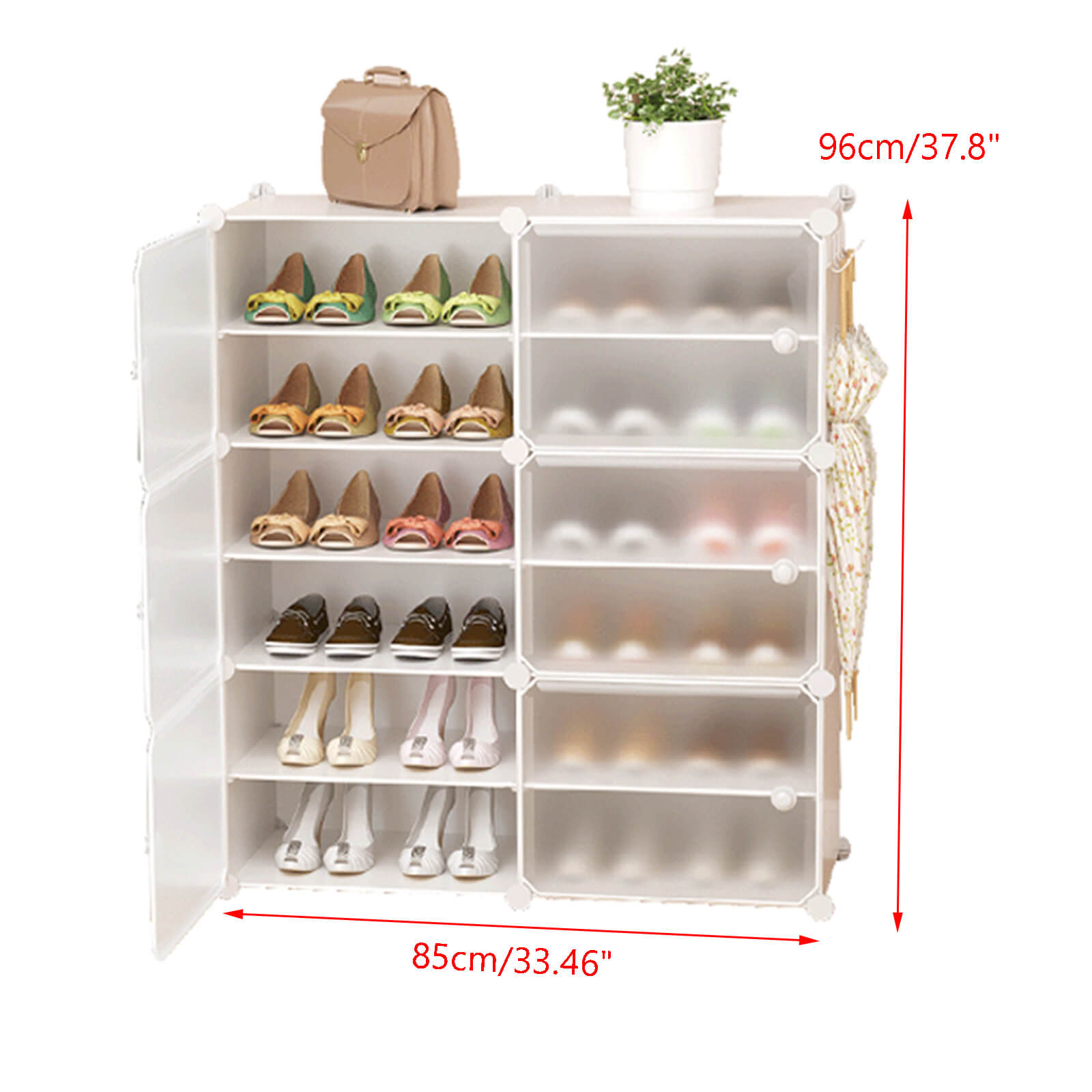 24 Pair Stackable Shoe Storage Cabinet Drawer Box Plastic Frame