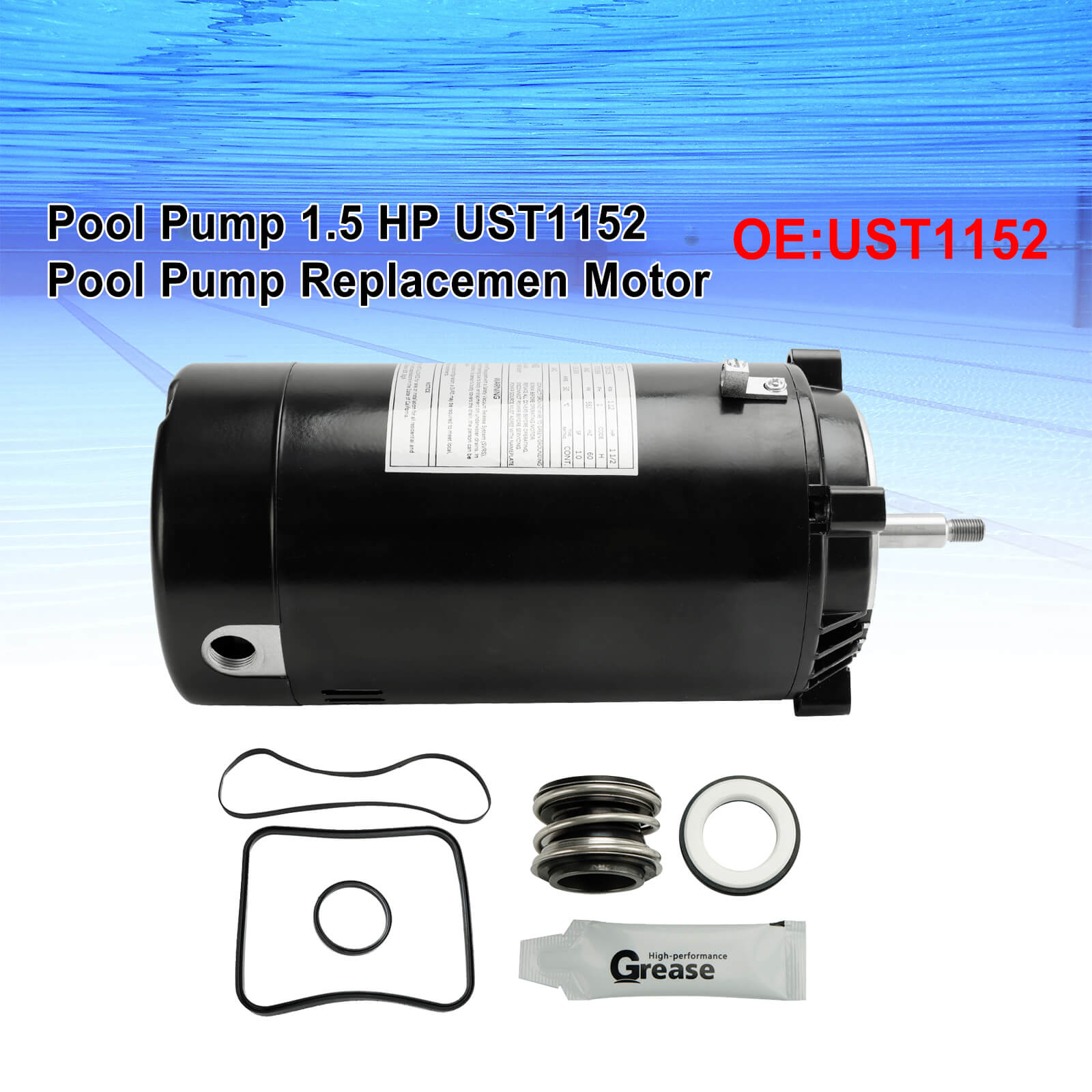 Hayward Pool Pump 1.5 HP Replacement Motor – Century UST1152 Compatible – Single Speed