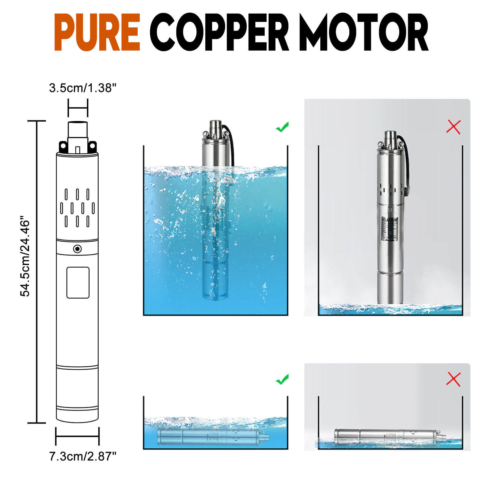 3" 24V 350W MPPT Screw Solar Bore Pump Submersible Deep Well Hole Steel3" 24V 350W Deep Well Solar Submersible Bore Hole Water Pump Built-in MPPT