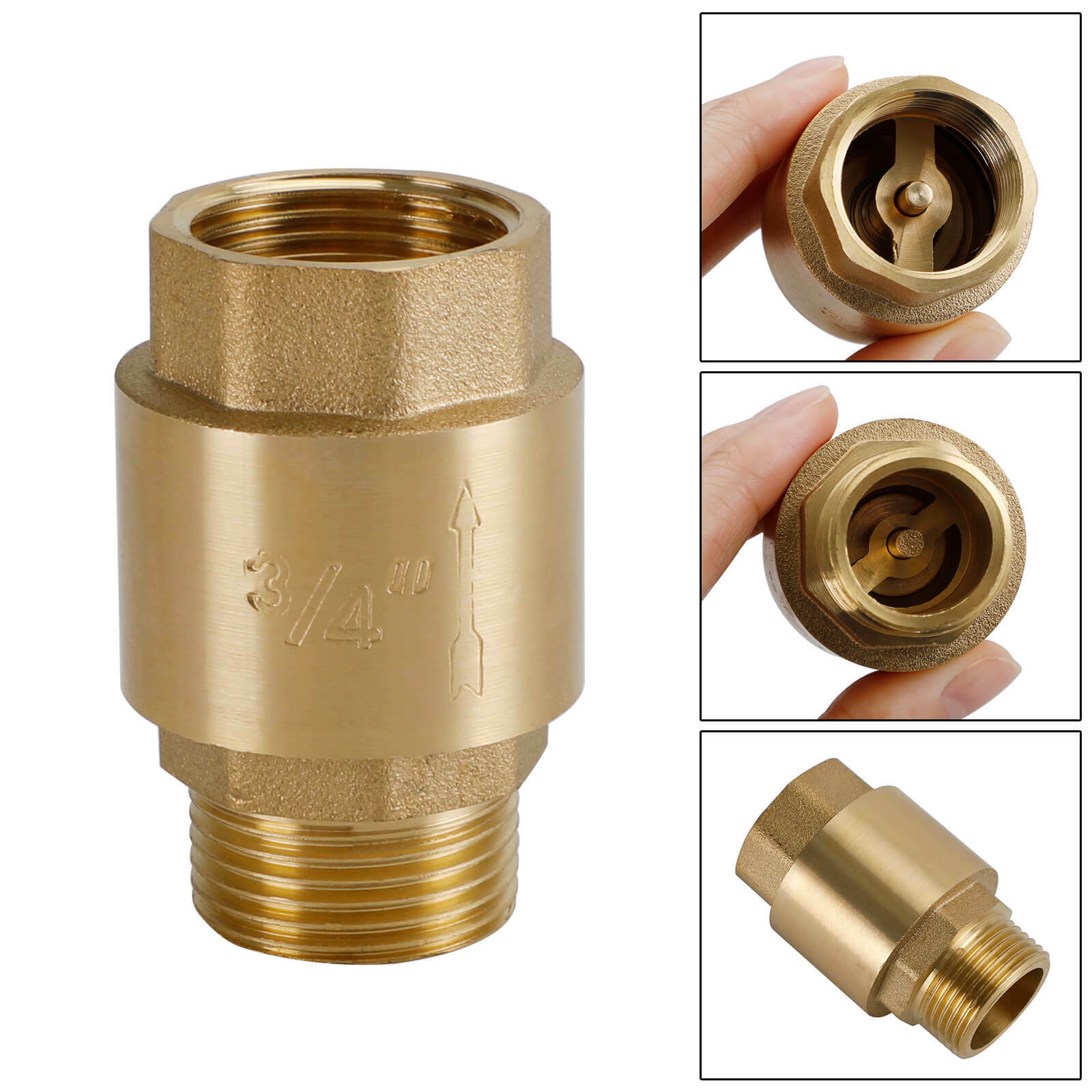 Brass Check Valve G3/4" M To F Thread Non-Return Backflow Prevention