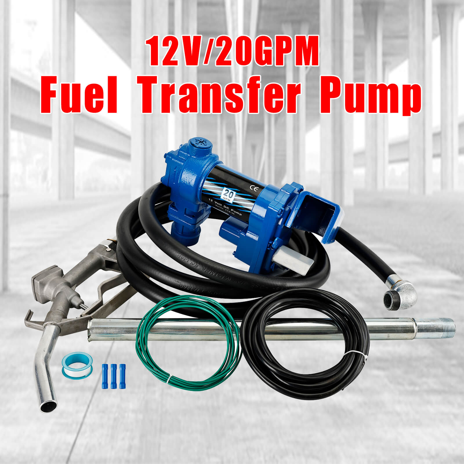 High Quality Fuel Transfer Pump 12Volt 20 GPM Diesel Gas Gasoline Kerosene Blue