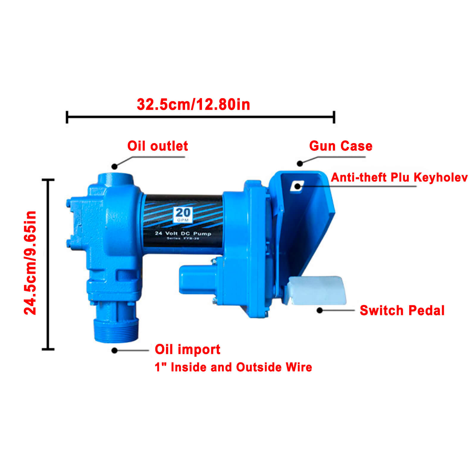 High Quality Fuel Transfer Pump 12Volt 20 GPM Diesel Gas Gasoline Kerosene Blue