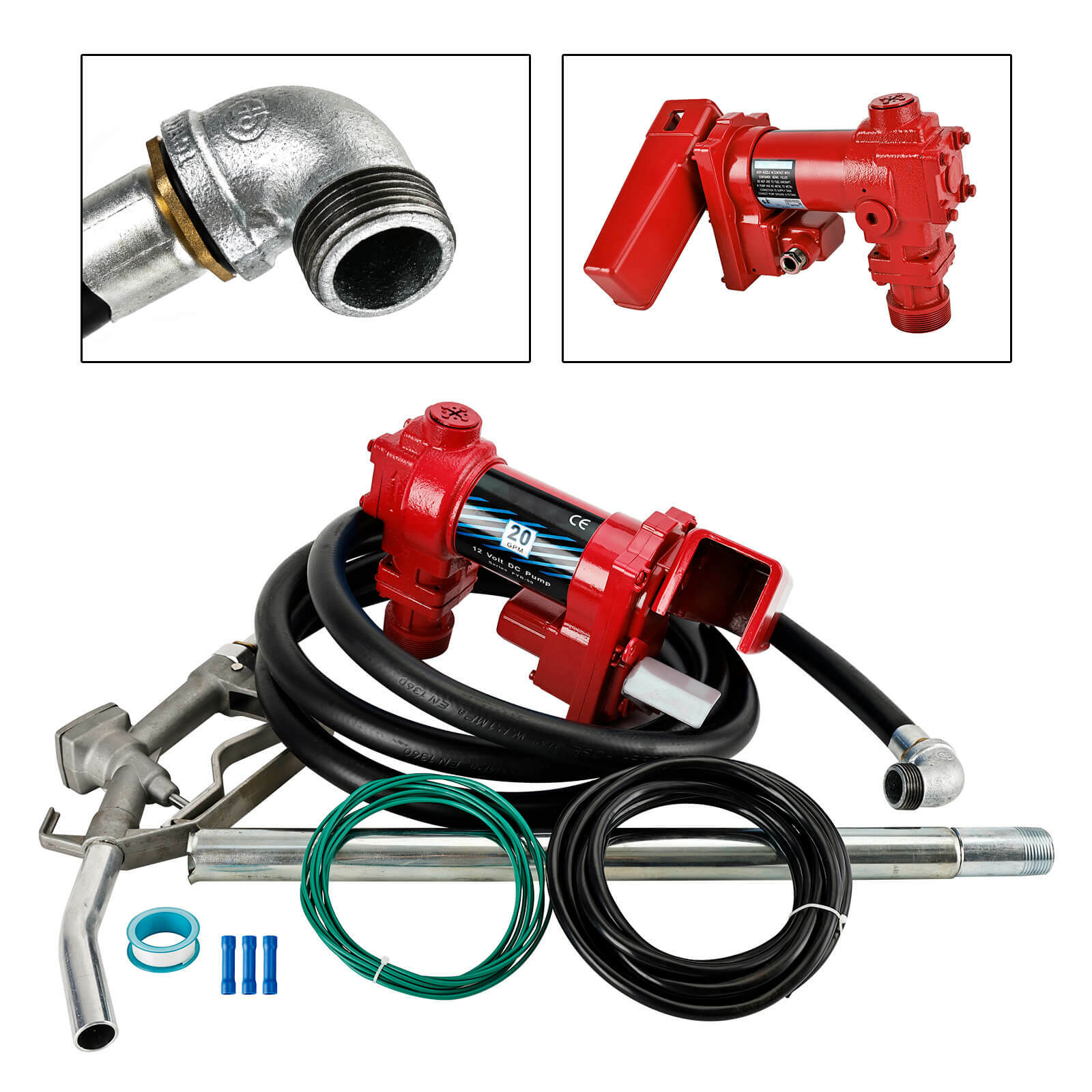 High Quality Fuel Transfer Pump 12Volt 20 GPM Diesel Gas Gasoline Kerosene Red