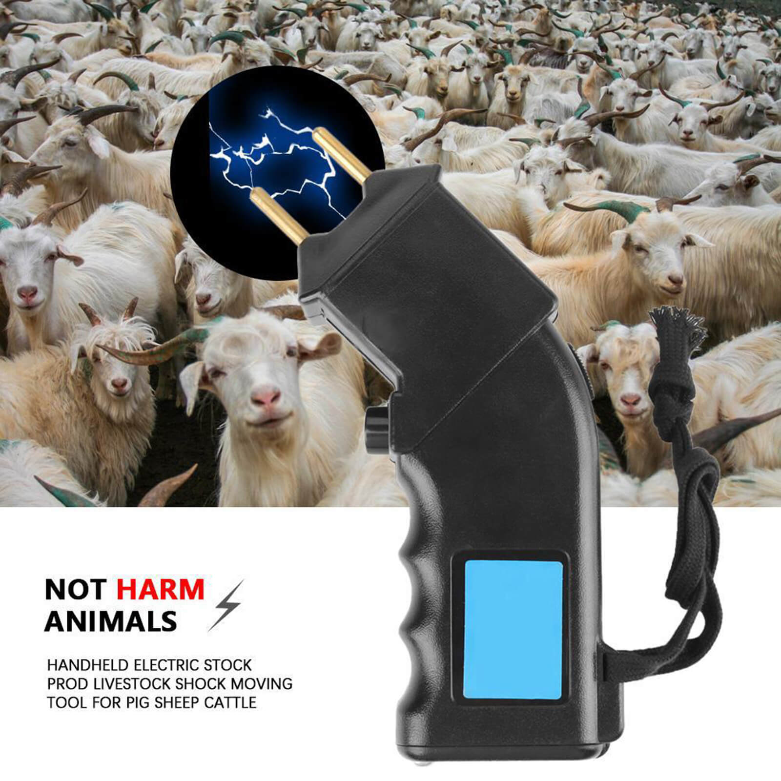 Portable Cattle Prod Stick Electric Livestock Prod For Cow Pig Goats