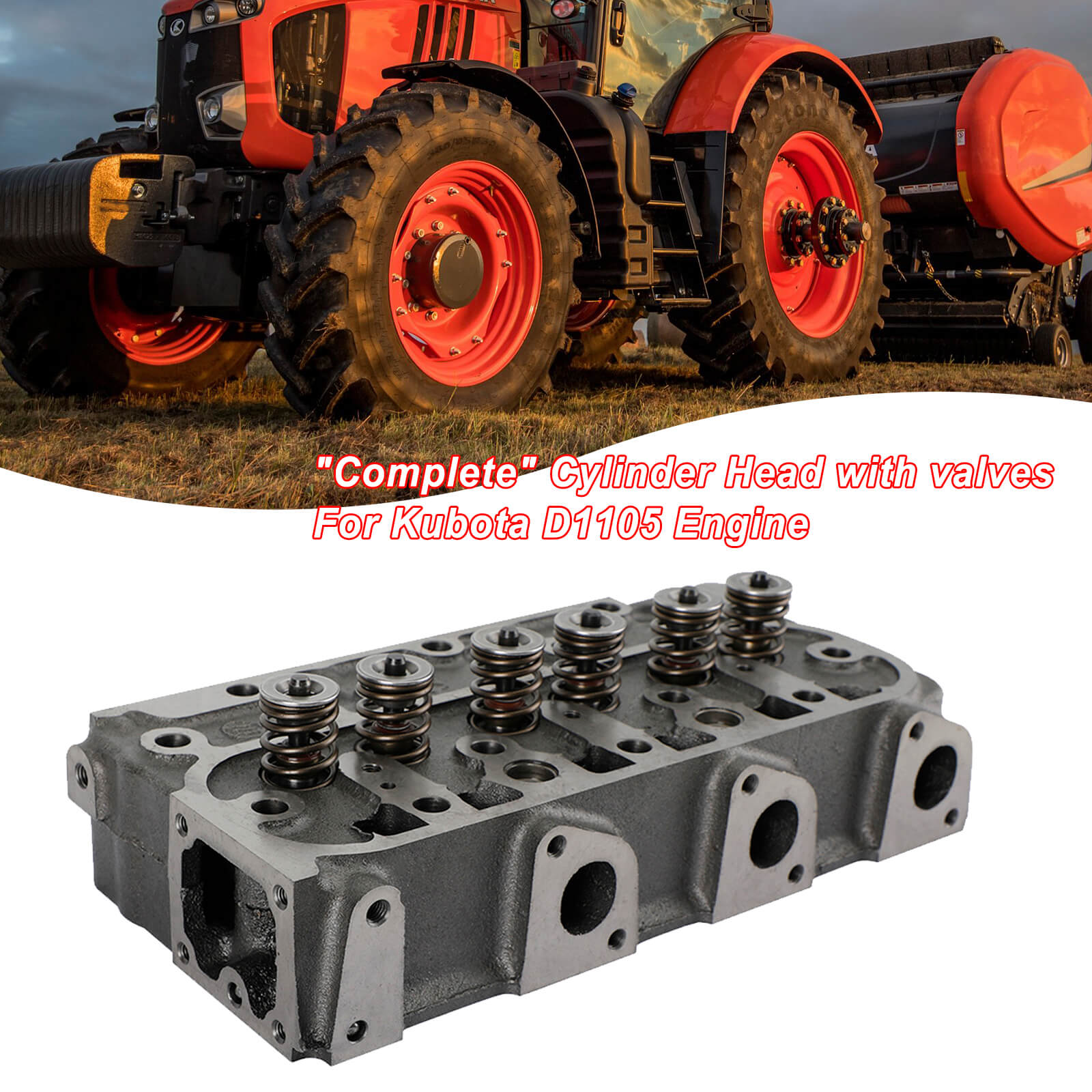 New "Complete" Cylinder Head Fits For Kubota D1105 Engine With Valves