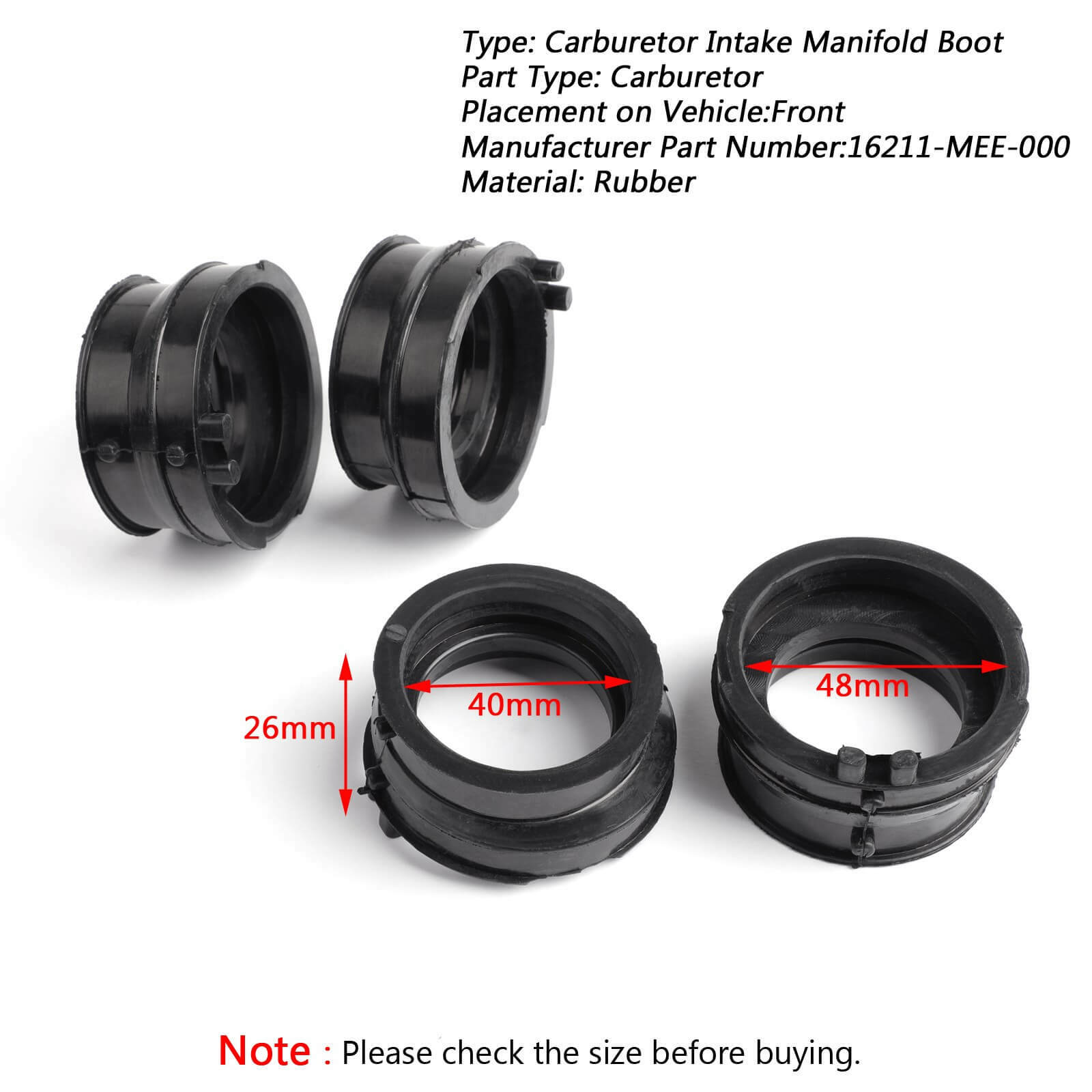 Rubber Intake Carburetor Boots For Honda CBR 600RR 2003-2006 2004 2005