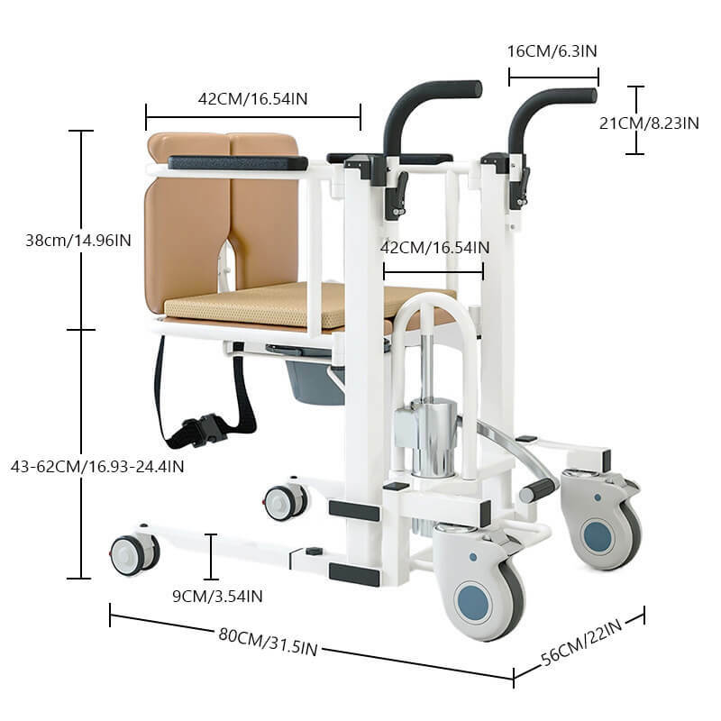 Patient Chair Hydraulic Transferred Lift Wheelchair w/180 Split Seat And Table