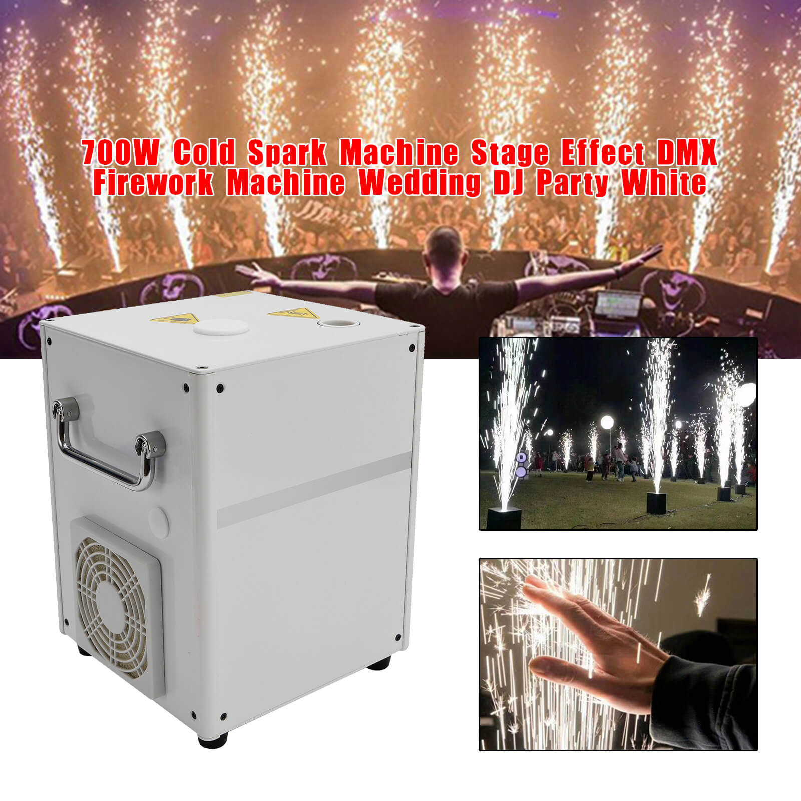 700W Cold Spark Machine Stage Effect DMX Firework Machine Wedding DJ Party White