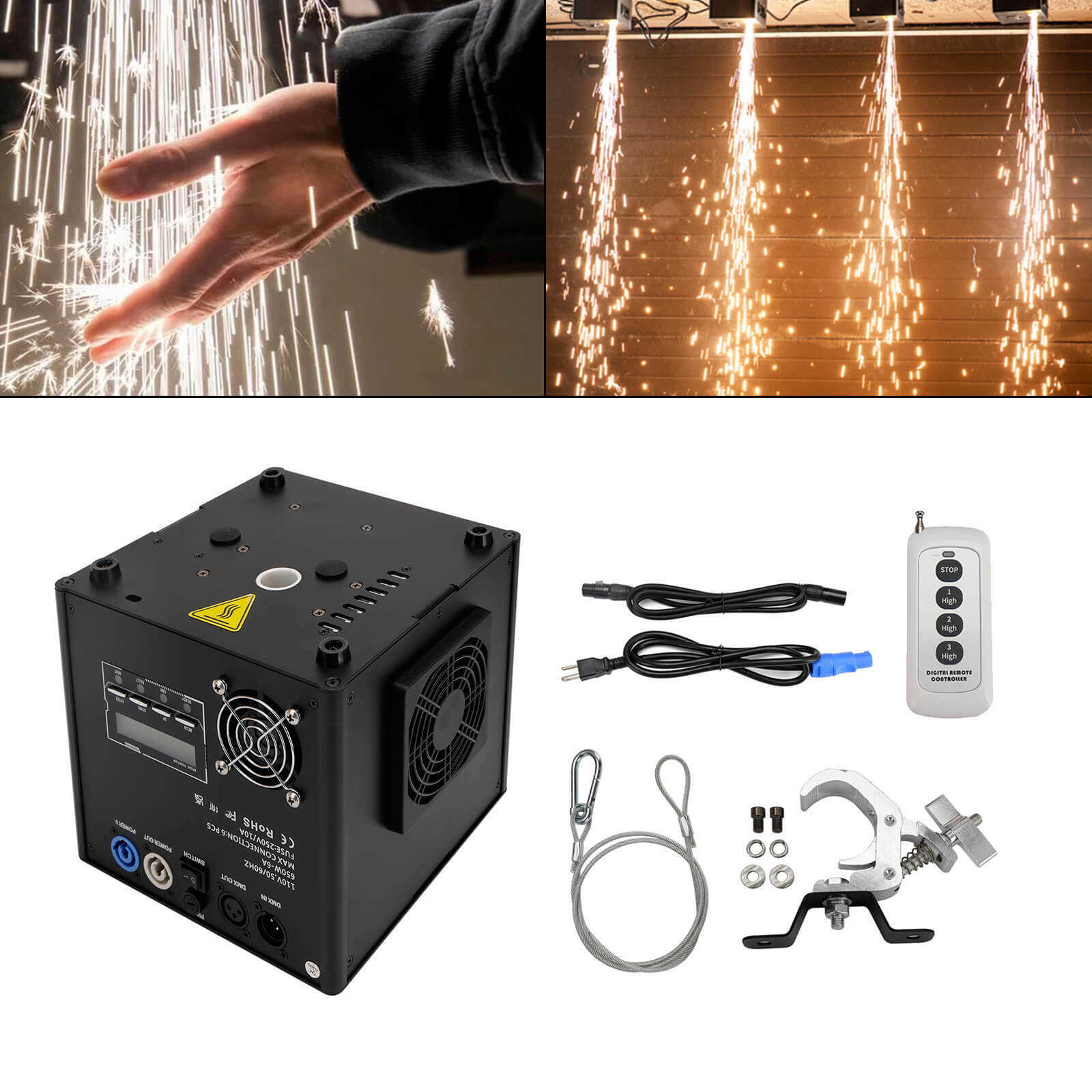700W Firework Cold Spark Machine DMX Stage Effect Party Wedding Downward Spray