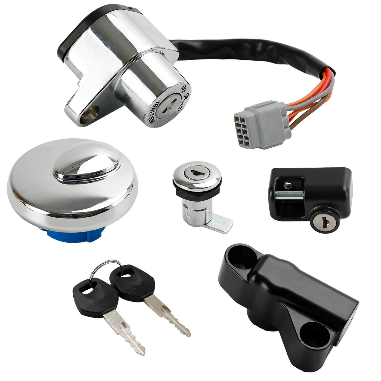 Ignition Switch Lock Set, Gas cap, Seat Lock, w/Keys Fit for Suzuki VLR1800 VLR1800T Boulevard C109R 2008-2011