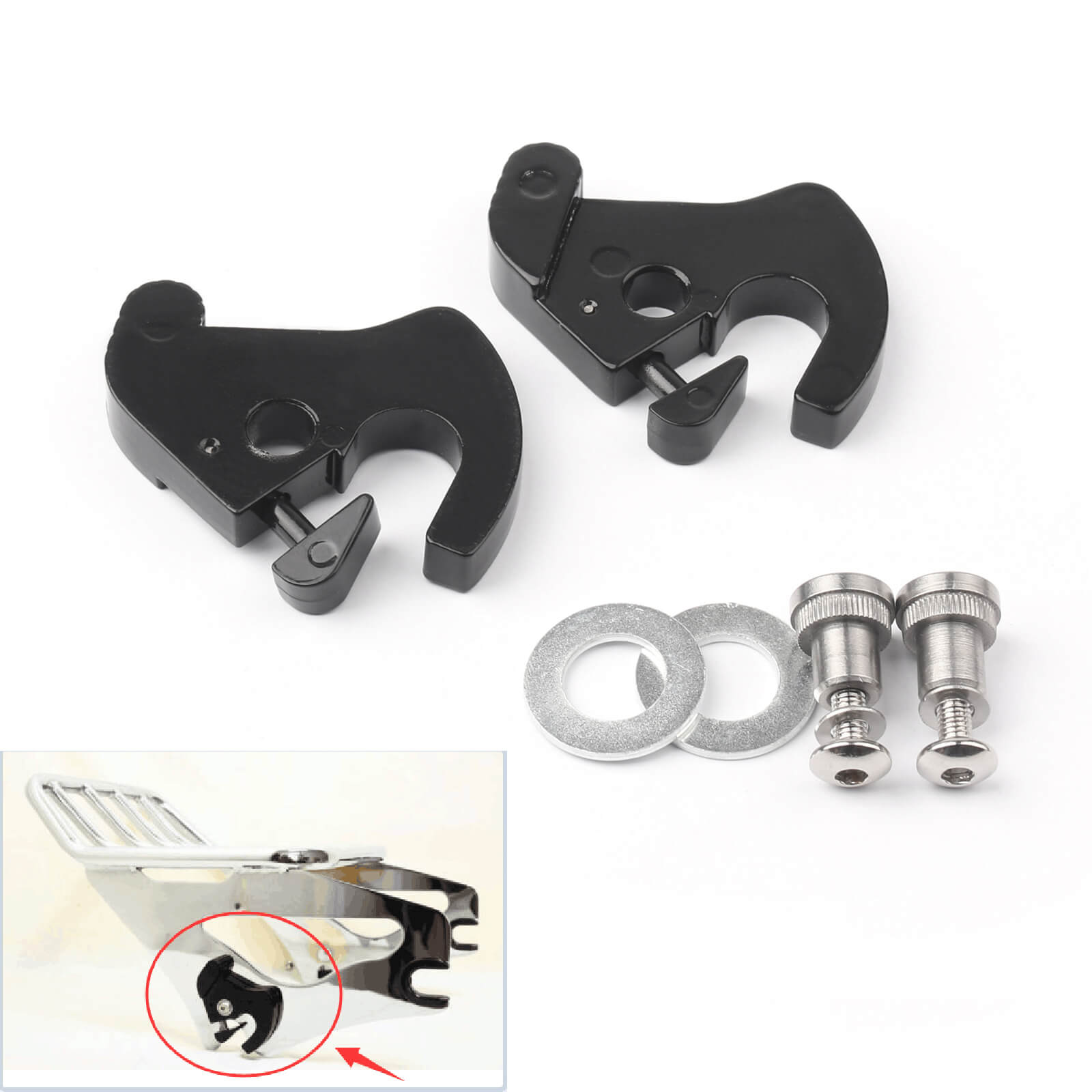 Rotary Latch Latches Kit With Locks For Harley Sissy Bar Luggage Rack Softail Black