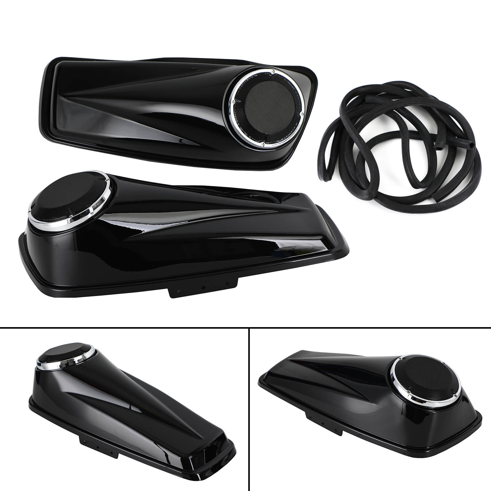 6.5" Saddlebag Speaker Lids Fit for Harley Touring 2014-2020 Touring models FLHT, Road King, Street Glide, Ultra-Classic Gloss Black