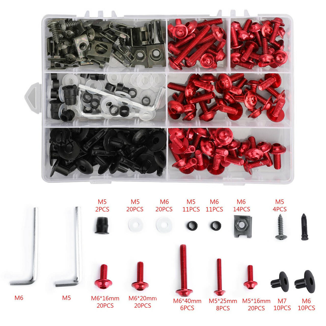198PCS Motorcycle Sportbike Windscreen Fairing Bolts Kit Fastener Clips Screws For Honda Kawasaki Ducati