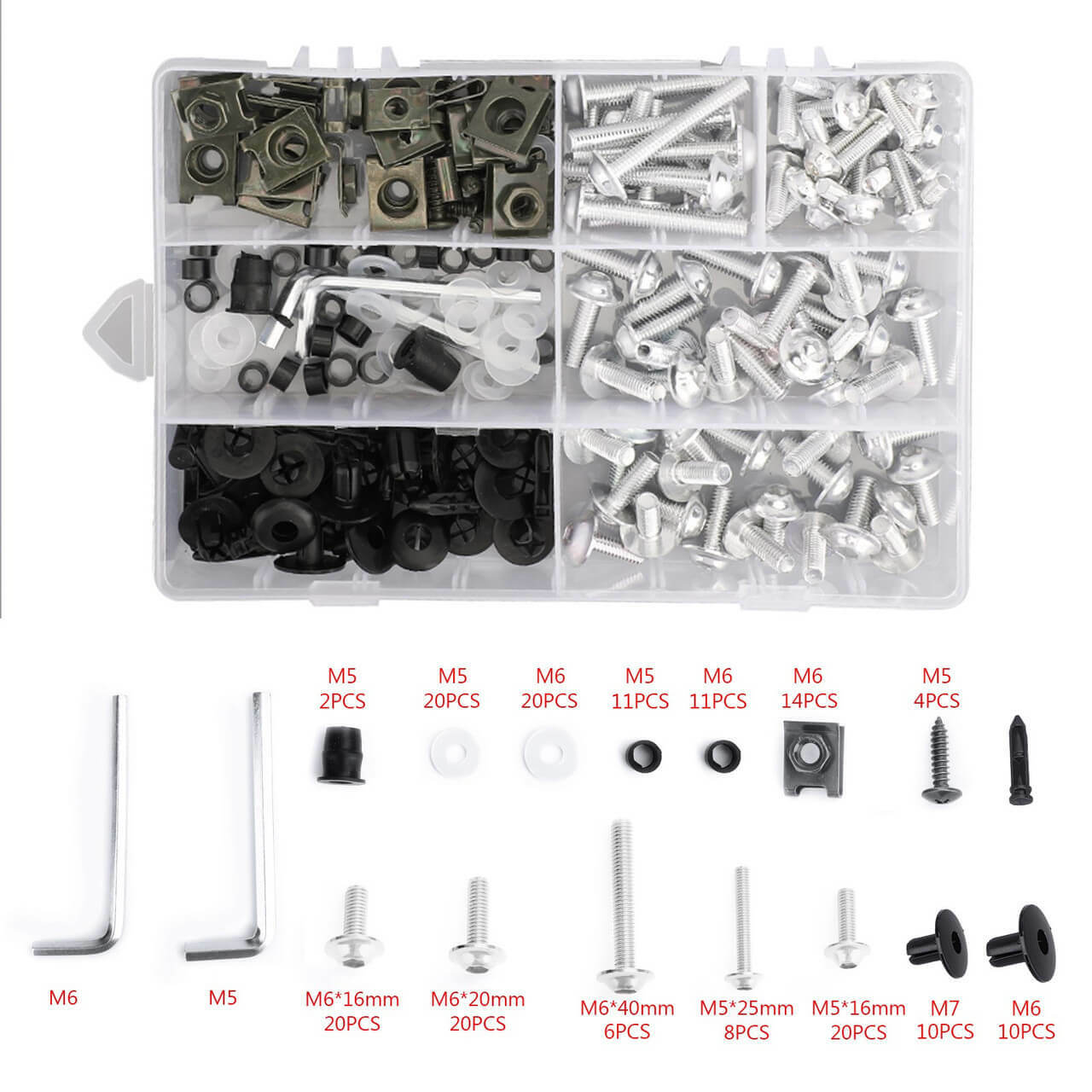 198PCS Motorcycle Sportbike Windscreen Fairing Bolts Kit Fastener Clips Screws For Honda Kawasaki Ducati