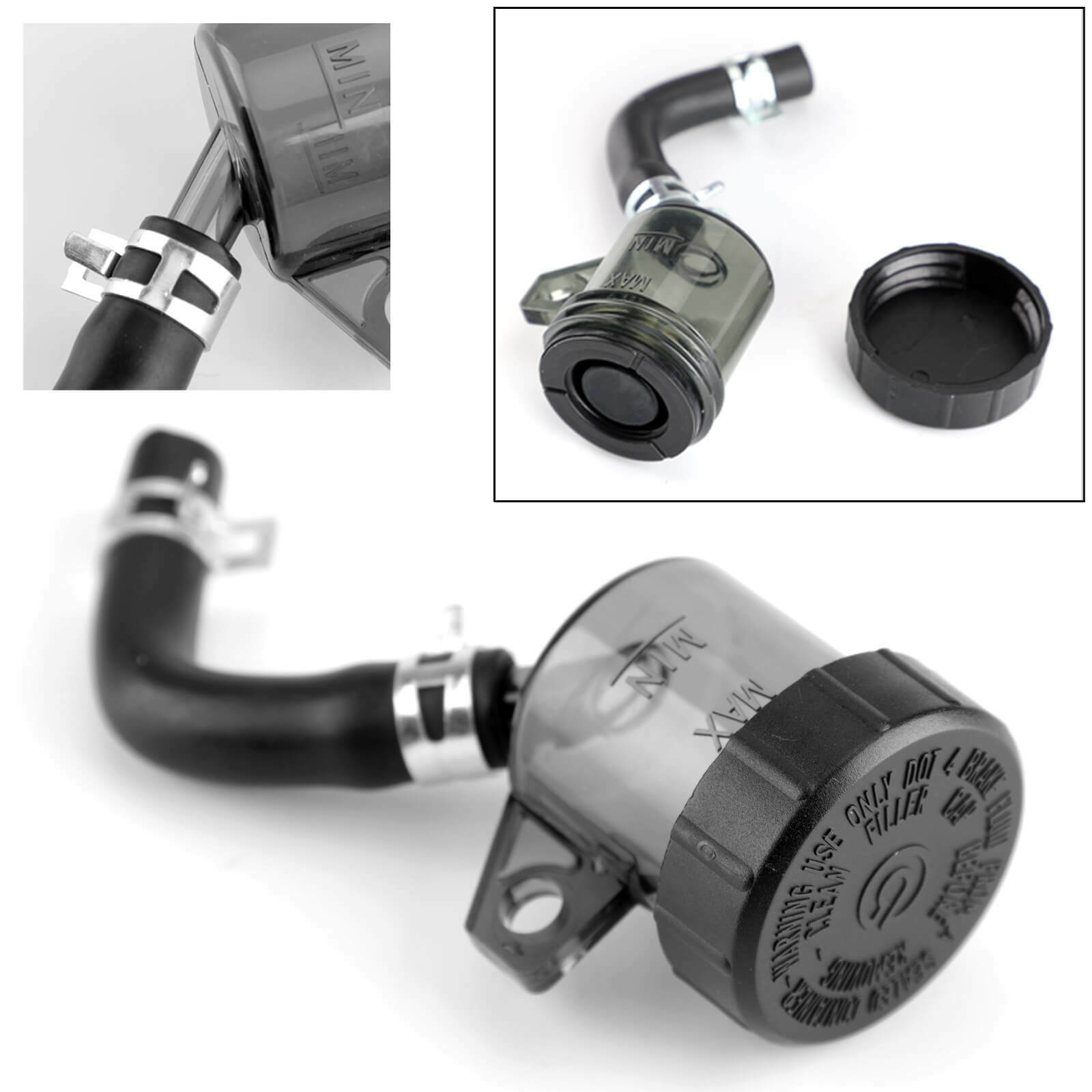 Universal Rear Brake Clutch Master Cylinder Fluid Reservoir Oil Tank Cap Gray