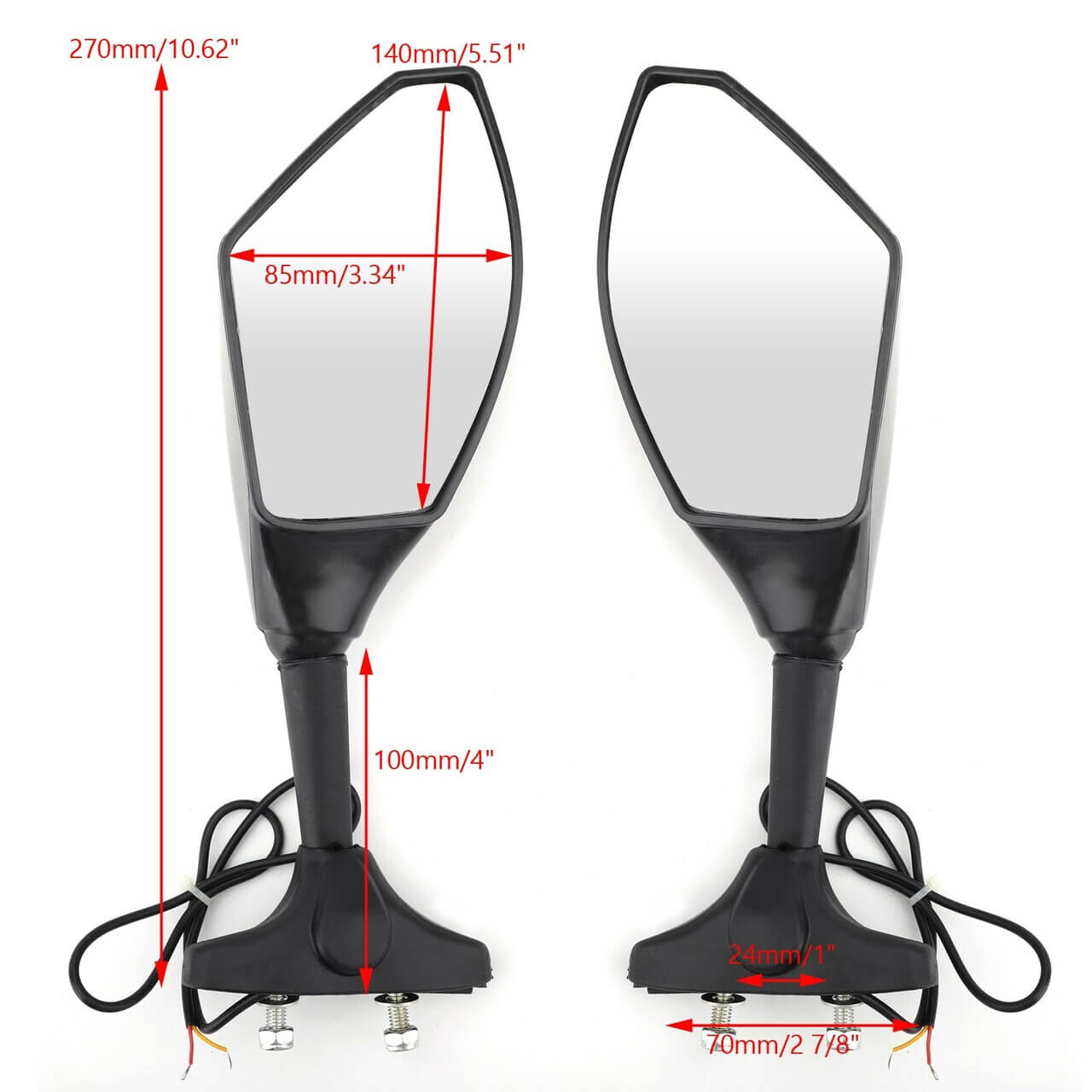 Black Rear View Side Mirrors With LED Turn Signals Fit For Triumph Daytona 675 675R 2011 TT600 00-03 Trophy 1200 91-04 Black