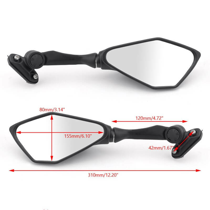 Pair Rear View Side Racing Mirrors Left & Right For Kawasaki EX250 EX300 ZX636 Ninja 250/300/ZX-6R 2013-2017