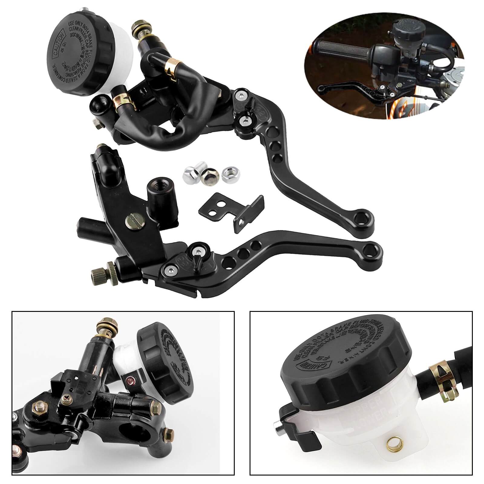 Universal 7/8" 22mm Front Brake Clutch Master Cylinder Reservoir Levers Black