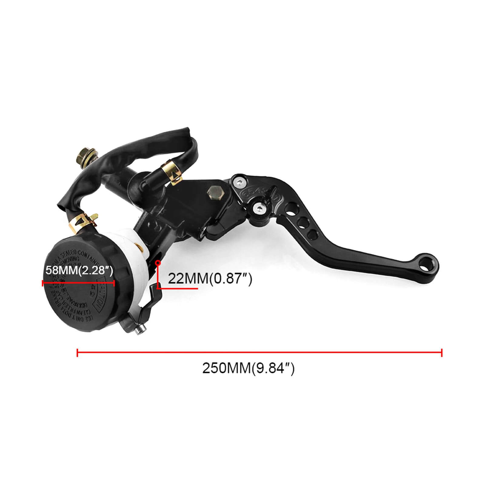 Universal 7/8" 22mm Front Brake Clutch Master Cylinder Reservoir Levers Black