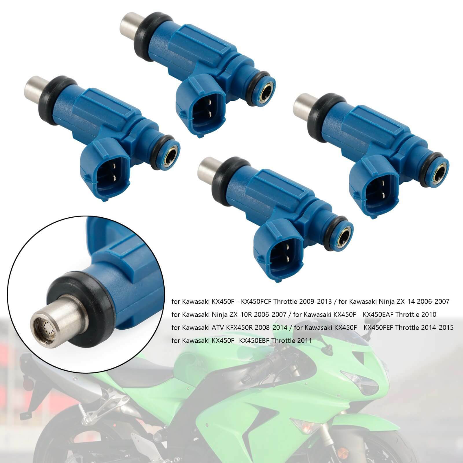 4PCS EAT286 49033-0010 Fuel Injector for Kawasaki Ninja ZX-14 ZX-10R KX450F