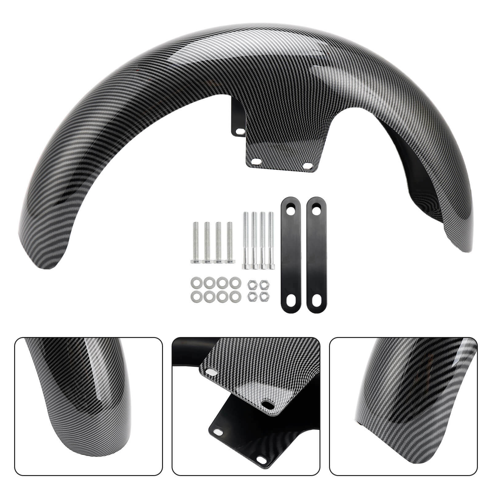19" Wrap Front Fender ABS For Touring Electra Street Road Glide Baggers FLHT FLHR Carbon