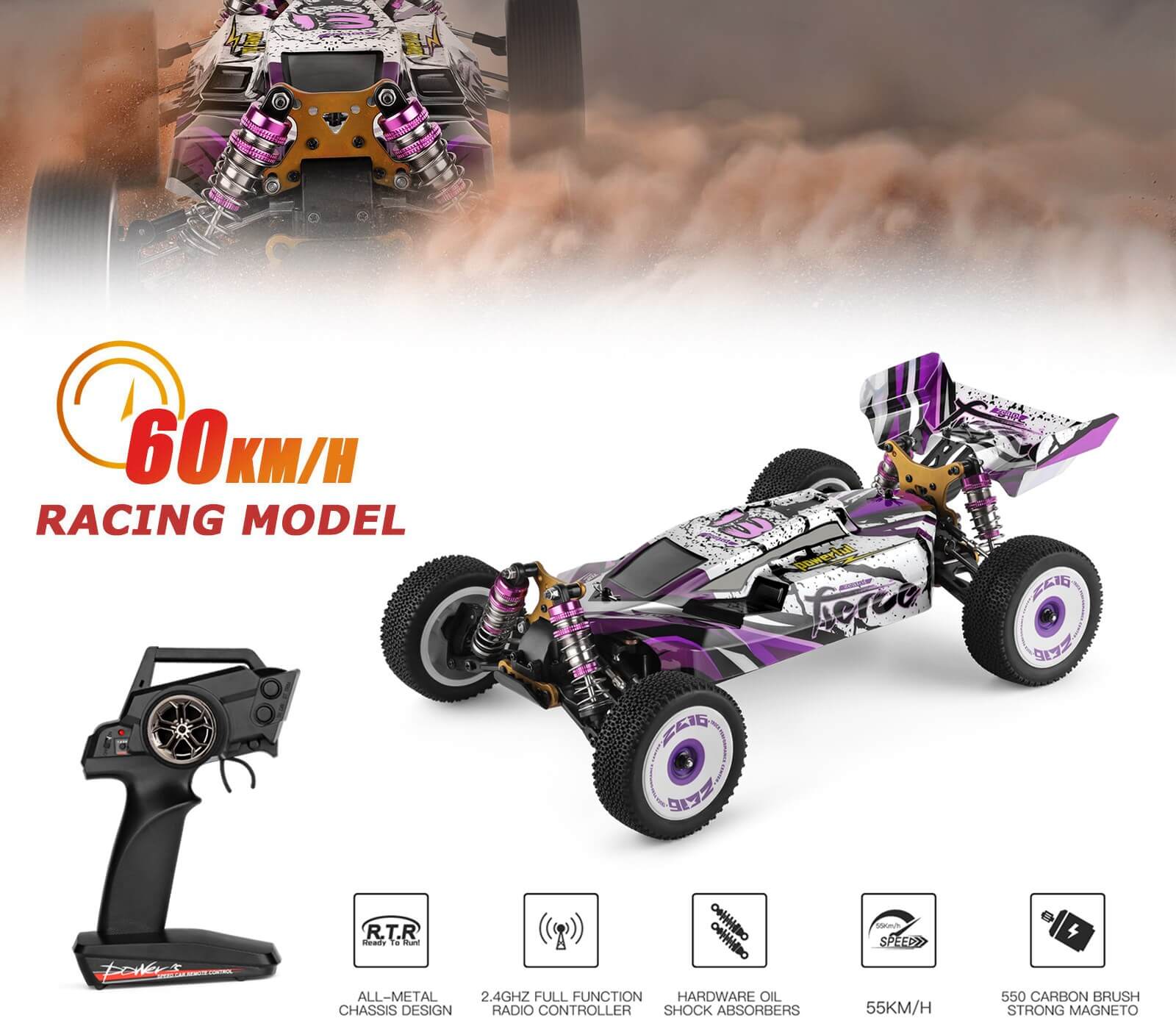 60km/H 1/12 2.4GHz Wltoys High Speed Racing Drift Car RTR 4WD Gifts 124019