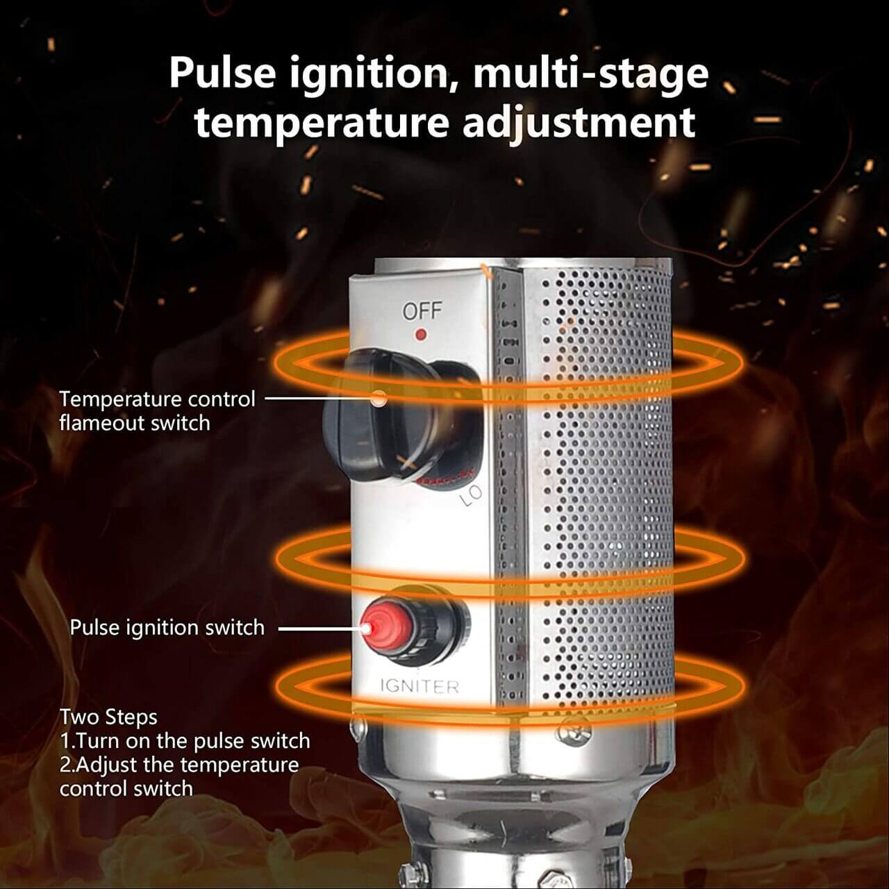 Patio Heater 48000 BTU Stainless Steel Outdoor Floor Standing with Wheels