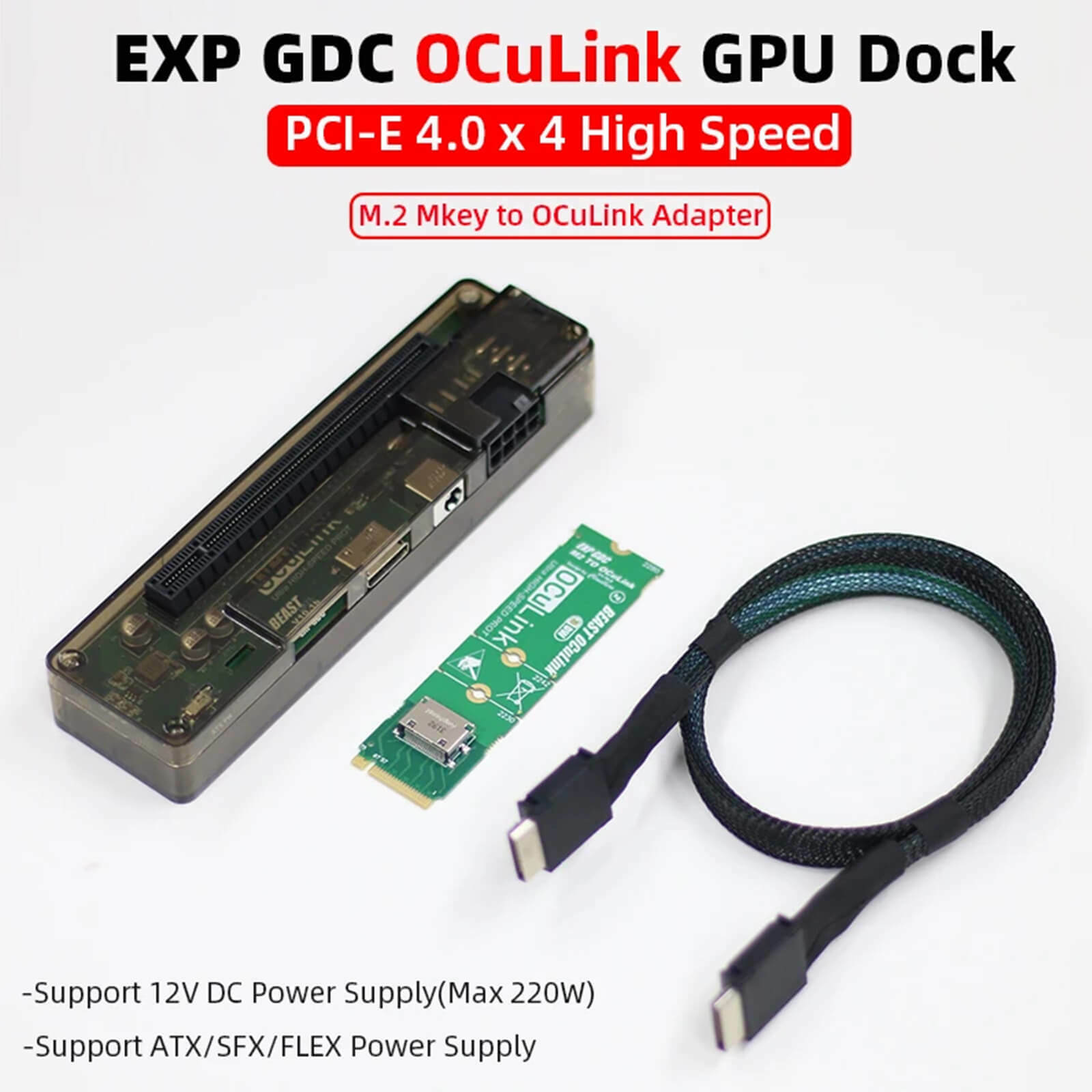 Beast OCuLink PCI-E X4 M.2 MKEY to OCULINK Card Dock Adapter Board