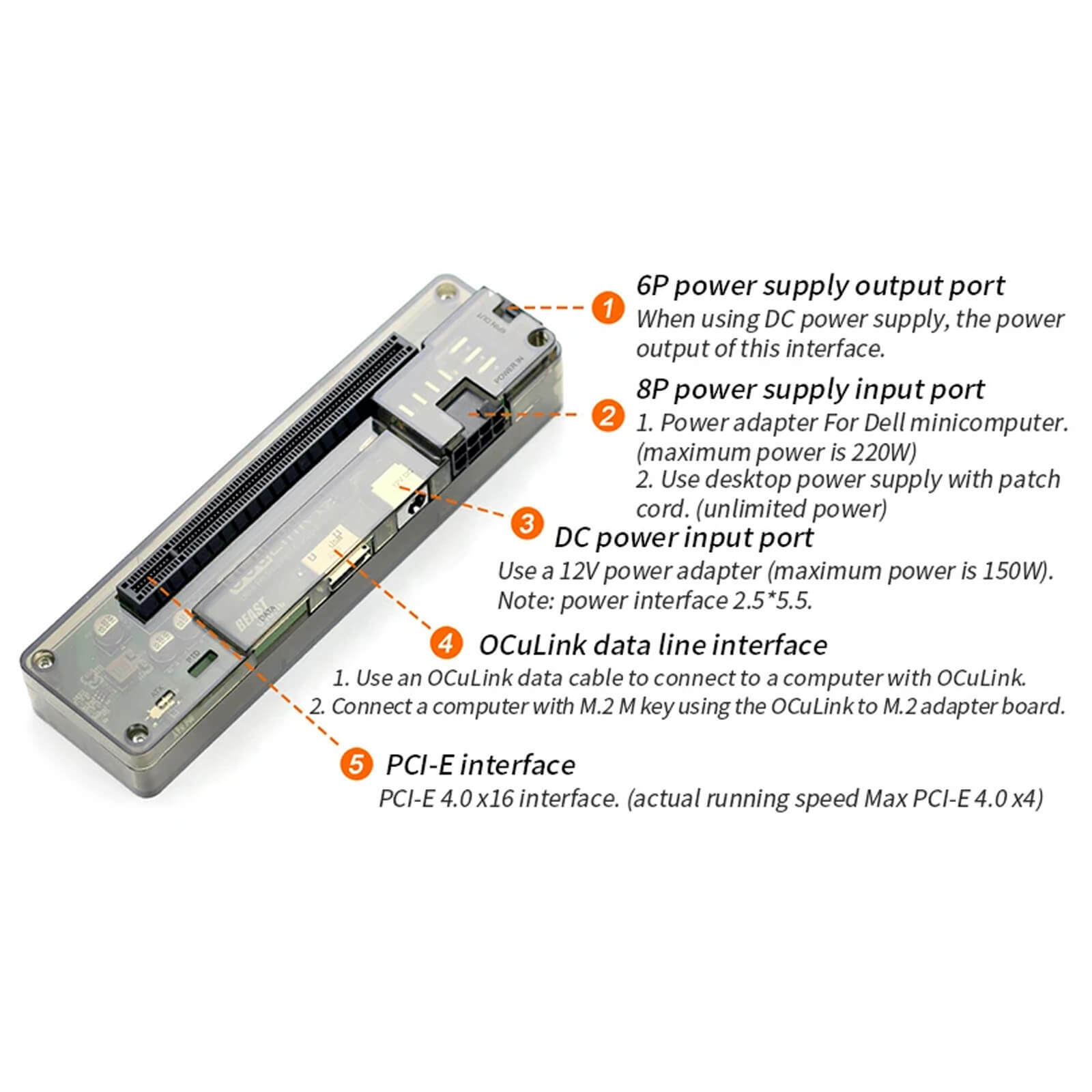 Beast OCuLink PCI-E X4 M.2 MKEY to OCULINK Card Dock Adapter Board