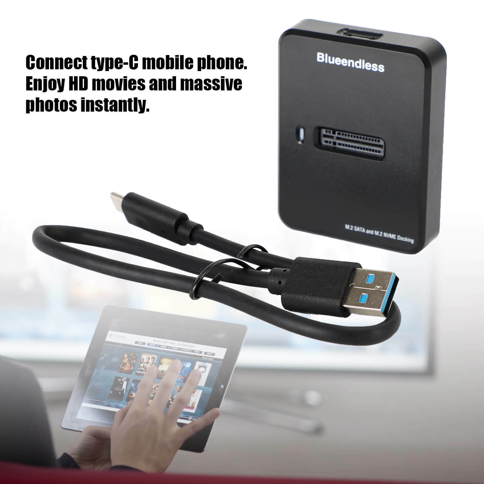 Dual Protocal SATA/NVME SSD with M.2 SATA and M.2 NVME USB 3.1 Docking Station