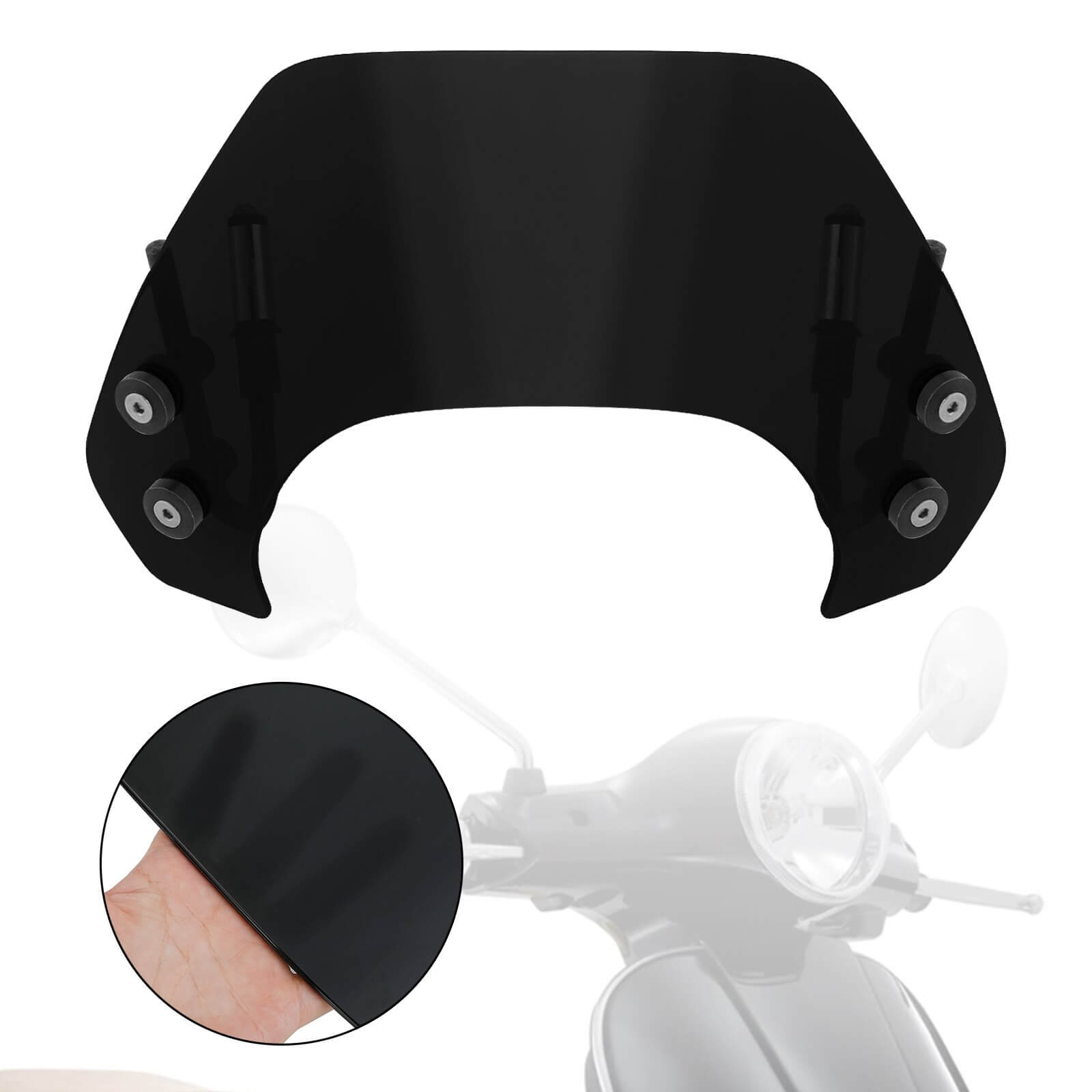 Short Motorcycle Windshield WindScreen fit for Vespa Sprint 150 2016-2023 BLK