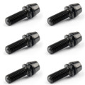 6PCs M5x16mm TITANIUM Bolts Allex Hex Bike Stem Tapered Head Screw + Washer, Black