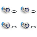 Mad Hornets 4PCS 19mm 12V LED Latching Push Button Switch 1NO1NC Metal Waterproof Ring, Blue