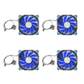 Mad Hornets 4PCs 120mm 3 4 Pin CPU Sleeve Bearing Cooling Fan Computer Ring Light 12V, Blue