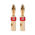 2PCs Solderless Banana Plug Gold-plated Speaker Cable Audio Connector, Red