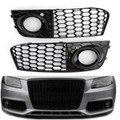 Fog Light Cover Grille Grill Honeycomb For Audi Audi A4 B8 RS4 Style Refitted Vehicle 09-12 Black