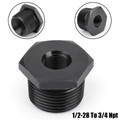1/2-28 To 3/4 NPT Threaded Adapter Automotive Oil Filter Adapter Black