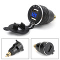 4.2A Dual USB Charger DIN Socket Voltmeter For BMW Motorcycle EU Plug Black