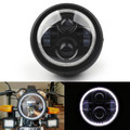 6.5" Projector LED Headlight Halo Ring For Cafe Racer Bobber White