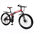 Adult 26 inch Folding Mountain Bike 21 Speed Bicycle Full suspension MTB Black+Red