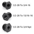 3PCS 1/2-28 to 3/4-16, 13/16-16, 3/4 NPT Thread Oil Filter Adapters Black