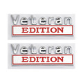 2pcs VETERAN Edition Emblem Badge Car Truck Rear Tailgate Sticker Decal Alloy Silver Red