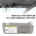 Right Sun Visor W/Vanity Light Gray 74310-0E074-B0 For Toyota Highlander 2014-19