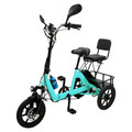 Three Wheel Electric Tricycle for Adults 3 Wheel Motorized Folding E-Bike Cyan