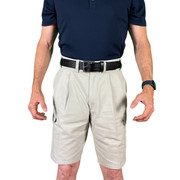 Man in front view wearing CCW Breakaways concealed carry STONE CARGO shorts, the gray man clothing solution to blend into the crowd for deep concealment. Man in front view wearing CCW Breakaways concealed carry STONE CARGO shorts, the gray man clothing solution to blend into the crowd for deep concealment.